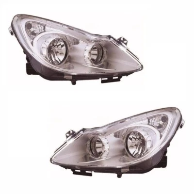 Für Opel Corsa D Mk3 7/2006-8/2011 Scheinwerfer Lampe Chrom 1 Paar O/S & N/S - Bild 1 von 3