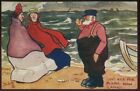 A/S Aris Vintage Tuck Oilette Comic Postcard Old Salt Ladies Rough Seas 090121 Q