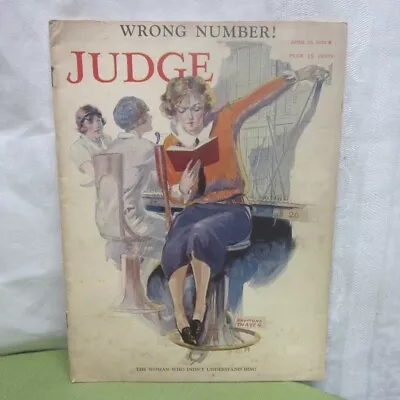 JUDGE magazine Leslie’s Weekly 1925 sexy Wrong Number pin-up Raymond Thayer  - Image 1 of 3