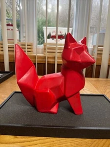 KERAMIK 9" HOCH GEOMETRISCHE ABSTRAKTE KUNST ROTFUCHS MODERN DEKOR KUNST - Bild 1 von 12