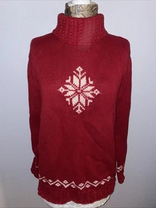 Ralph Lauren Damen XL Pullover Handstrick Schneeflocke FAIR ISLE Rot Urlaub Winter - Bild 1 von 13