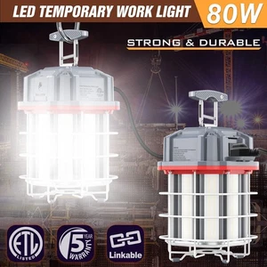 80W LED Temporary Work Light Linkable Construction Jobsite Light 5000K Daylight - Picture 1 of 12