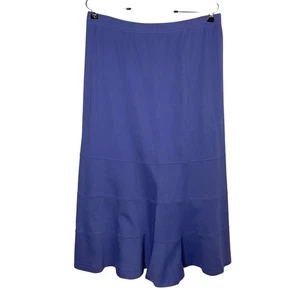 Peruvian Connection Pima Cotton Midi Skirt Women Sz L Blue Minimalist Soft Cozy - Picture 1 of 5