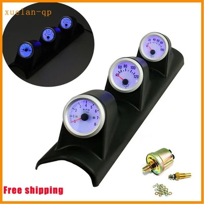 Kit de tacómetro triple calibre coche 52 mm 3 en 1 RPM temperatura del agua presión de aceite 12 V Foto 1 de 4