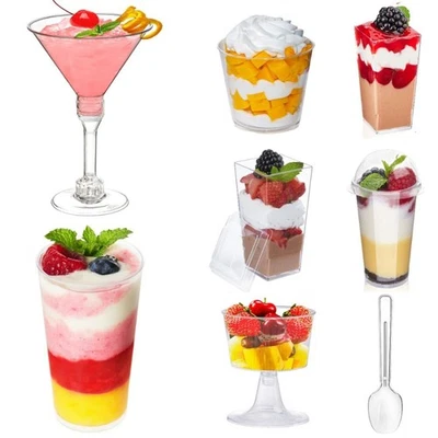 10Pcs Square Mini Pudding Cup Clear Dessert Cake Cup Yogurt Cup Mousse Cup - image 1 of 4