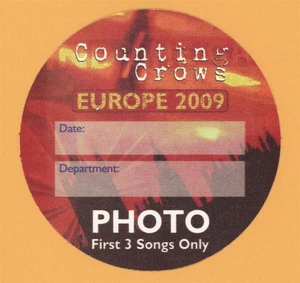 Counting Crows 2009 Saturday Nights Concert Tour PHOTO Backstage Pass - Picture 1 of 1