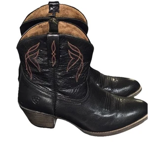 Ariat Darlin Short Leather Block Heel Western Boots Old Black Size 8.5 - Picture 1 of 6