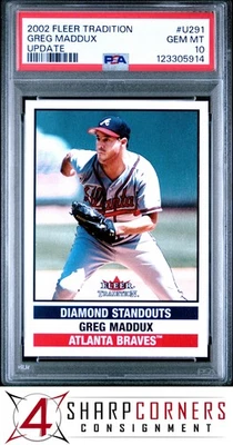 2002 FLEER TRADITION UPDATE #U291 GREG MADDUX HOF PSA 10 - Image 1 of 3