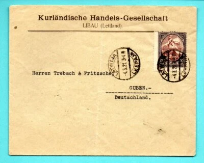 LATVIA LETTLAND ENVELOPE 3 RUBLES USED LEEPAJA 1921s 186 - Image 1 of 2