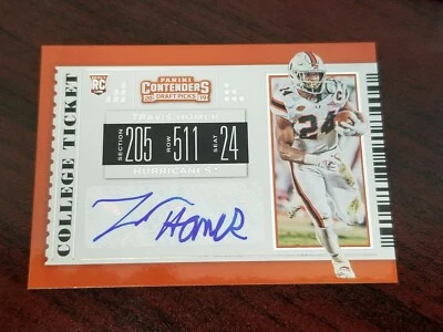 2019 Contenders Draft #276 Travis Homer Miami Seahawks Rookie RB Auto A - Image 1 of 2