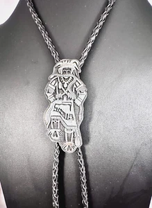 Bailarina de serpiente Hopi de plata esterlina con corbata Bolo de serpiente de Andrew Sauffie - Imagen 1 de 6