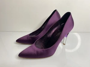 Women’s Chanel Shoes Satin Flat Heels Pumps Purple Sz 38 - Picture 1 of 8
