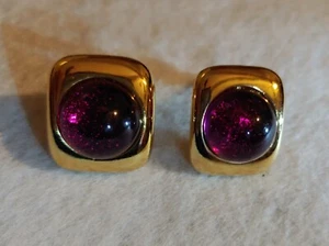 Super Cute ( Joan Rivers ) Clip on Earrings Vtg And Beautiful Purple Faux Stone - Picture 1 of 11