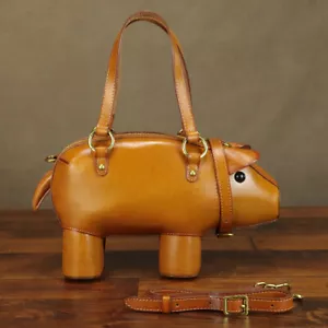 Genuine Leather Purse and Handbag for Women Pig Shape Crossbody Shoulder Bag - Picture 1 of 18