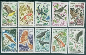 1962 Birds,yellow wagtail,Robin,goldfinch,blackcap,spot woodpecker,Monaco,700MNH - Picture 1 of 1