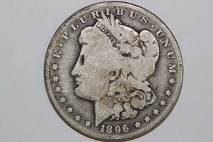 Grades Fine 1896 P Morgan 90% Silver Dollar (MDX3011) - Picture 1 of 10