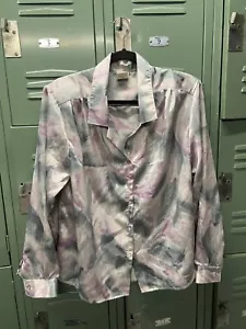 Vintage Pastel Patterned Blouse Shiny Finish - Picture 1 of 11