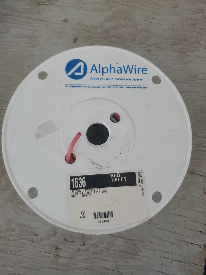 Alpha Wire 1636 #18awg Premium EPR Rubber Insulated Test Lead Wire 5kV Red /36FT - Imagem 1 de 4