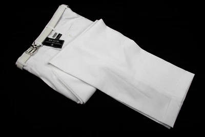 Mens Trousers White Dress Pants Pleated Slacks W/ White Belt New Sizes 30 to 42 - Image 1 of 4