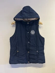 Lee Cooper Womens Hooded Vest Gilet Navy Blue Faux Fur Lined, Pockets, Zip L - Picture 1 of 10