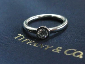 Tiffany & Co Platinum Round Diamond Solitaire Bezet Set Engagement Ring .34Ct - Picture 1 of 8