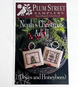 Doves Honeybees Plum Street Sampler Cross Stitch Pattern Christmas Ornament - Picture 1 of 6