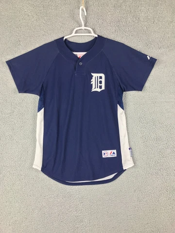 Majestic Detroit Tigers Brandon Inge 15 Boys Short Sleeve Blue Jersey Size L VTG Cover
