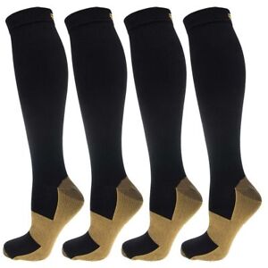 (4 Pairs) Socks Miracle Support Compression Calf Men's Women's 20-30mmHg Copper