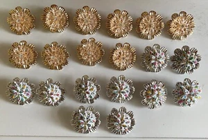 Bundle 20pcs silver Champagne rhinestones 3D flower shaped shank buttons - Picture 1 of 12