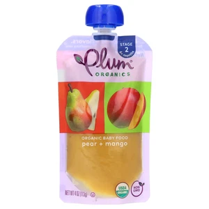 Plum Organics, Organic Baby Food, Stage 2, Pear  Mango, 4 oz, 113 g - Picture 1 of 2