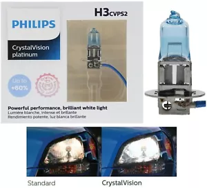 Philips Crystal Vision Platinum H3 55W Two Bulbs Head Light Low Beam Replacement - Picture 1 of 12