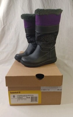 Timberland Hollyberry Púrpura Negro Niños Talla 8 Forradas Botas de Nieve con Caja Foto 1 de 4