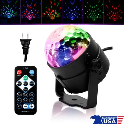 Party Magic Disco Ball Light LED Club RGB Rotating Club DJ Stage Lights w/Remote - Image 1 of 4