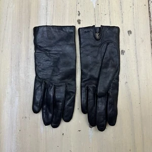 ISOTONER - Vtg Black Leather Cashmere Lined Winter Gloves, Womens Sz 7 - Picture 1 of 14
