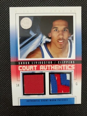 2004-05 SHAUN LIVINGSTON SKYBOX E-XL ROOKIE RC COURT AUTHENTICS PATCH DUPLO #/22! - Imagem 1 de 4