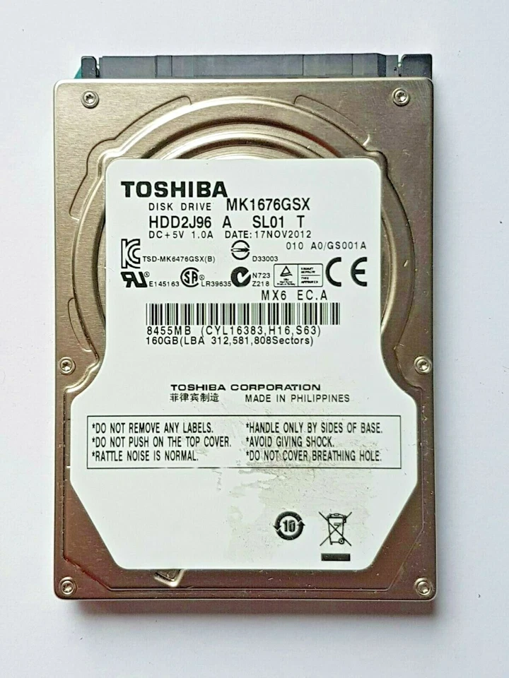 160 GB SATA Toshiba MK1676GSX 5400rpm 8MB HDD 2,5 " Hard Drive - Image 1 of 1