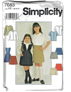 Simplicity 7683 Sewing Pattern Child/Girl Button Down Blouse Shorts Skirt 7-12 - Picture 1 of 4