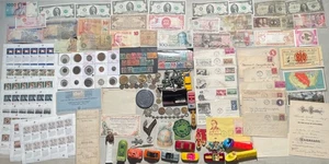 Lote de 220 monedas de colección antiguas de colección con cajón de chatarra tarjetas estampillas coleccionables - Imagen 1 de 24