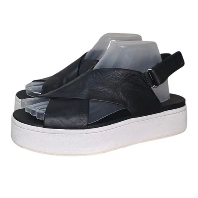 Sandalias de plataforma Vince para mujer 7,5 de cuero negro con correa cruzada EU 38 Foto 1 de 4