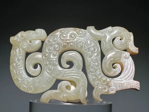 Rare Spring and Autumn Period Old Jade Carved Dragon "Pei" Pendant L 6.7 cm - Picture 1 of 24