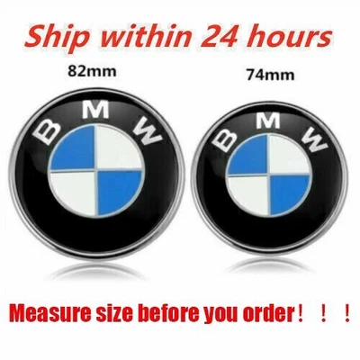 BMW Emblems 82mm & 74mm Hood & Trunk BMW Logo Replacement E30 E36 E46 Universal - Imagem 1 de 4