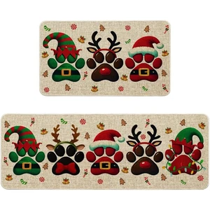 Christmas Kitchen Rugs Set of 2, Christmas Kitchen Decor, Winter Xmas Kitchen... - Picture 1 of 7