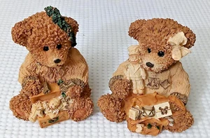 2er Set Vintage K's Collection Fancy Bears Resin Weihnachtsfiguren 4 Zoll Braun/Hellbraun - Bild 1 von 7