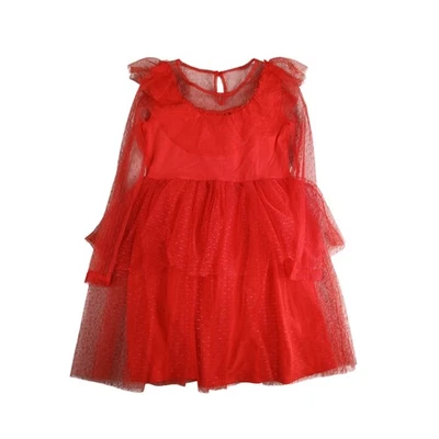 Fantasia Beetlejuice Meninas Pequeno (6/7) Vermelho Lydia Deetz Vestido de Renda Férias Novo sem etiquetas - Imagem 1 de 4