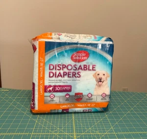 Simple Solution Disposable Dog Diapers 30 Count 18-27 Inch Waist, Large/X-Large - Picture 1 of 6