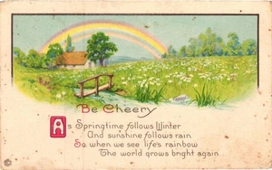 Postal de primavera Be Cheery Rainbow de colección Oakland Nebraska publicada en 1921 - Imagen 1 de 2