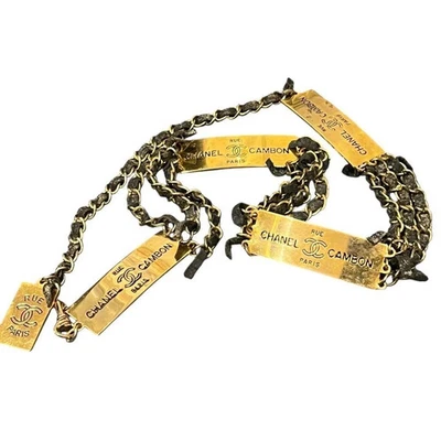 Cinto de corrente CHANEL vintage banhado a ouro marca coco muito raro autêntico usado - Imagem 1 de 4