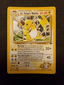POKEMON LT. SURGE'S RAICHU 11/232 GYM CHALLENGE EXCELLENT OPERA D'ARTE VINTAGE - Foto 1 di 6