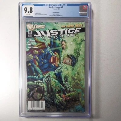 JUSTICE LEAGUE #2 CGC 9.8 Rare Newsstand, Superman Vs Batman, Jim Lee DC 2011 WP - Image 1 of 4