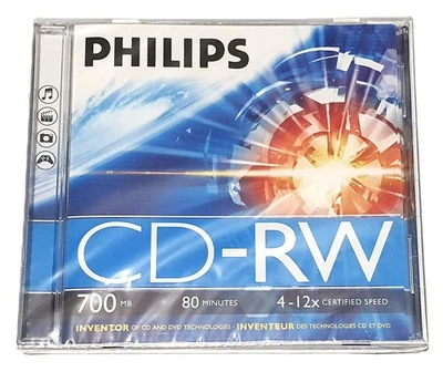 Philips CD-RW 80MIN / 700MB Blank 4-12x Disc - New and sealed - Pack of 7 - Image 1 of 2